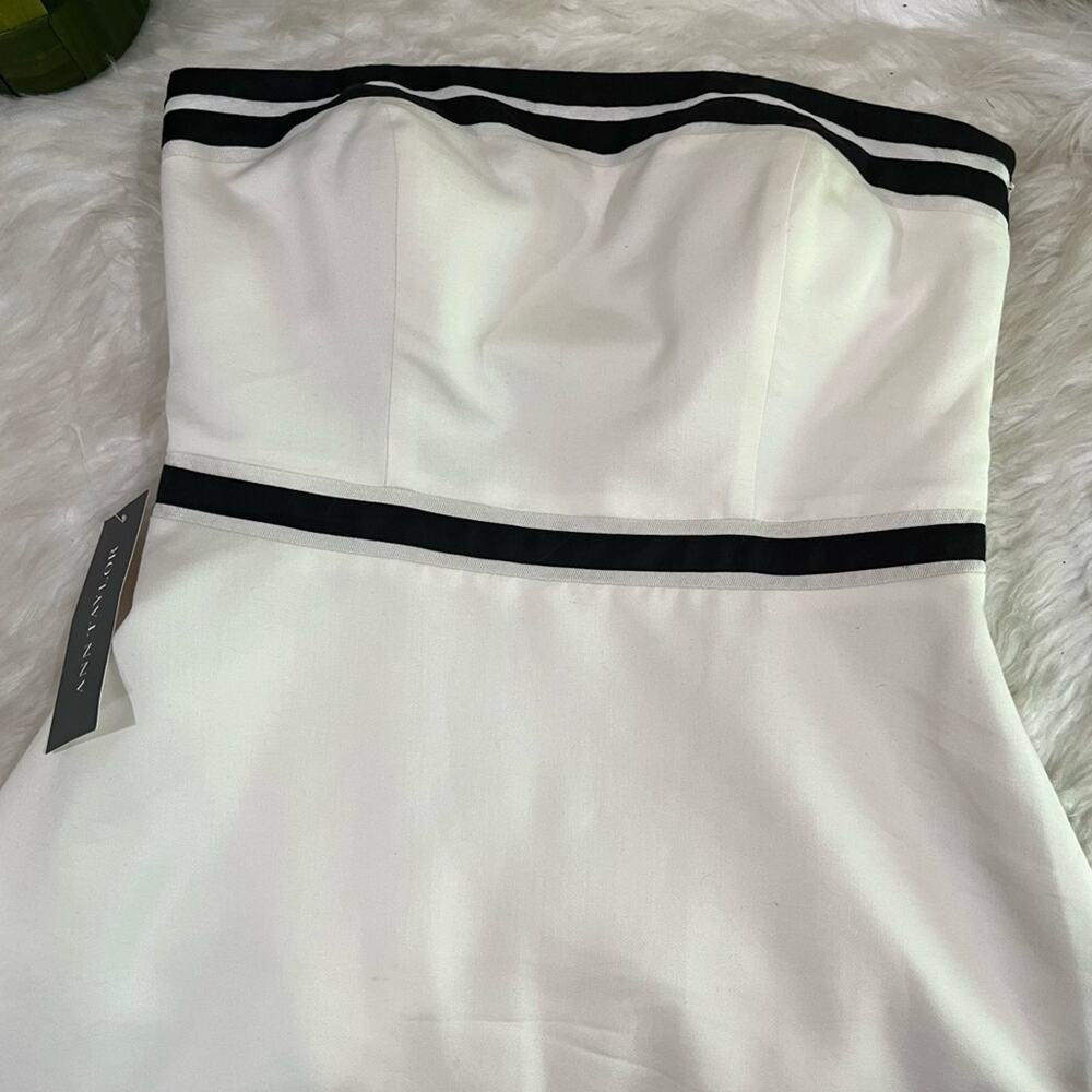 NEW Ann Taylor Silk Classic Structured Strapless Two-Tone Fit Flare Midi Dress - Picture 15 of 16